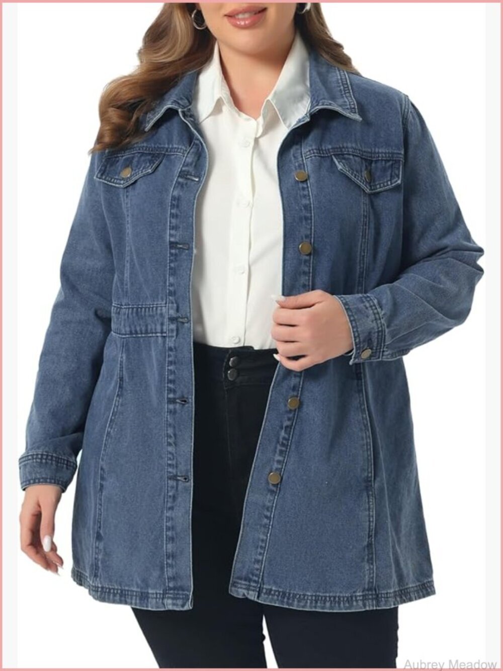 Plus Size Denim Jacket Women Button Front Long Sleeve Jean Jacket Coats